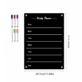 Black magnetic acrylic weekly planner for fridge with 6 colored dry erase markers - TYU355 Black Large Weekly Planner (With 6 Pens)