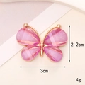 Detail view of pink butterfly charm with dimensions 3cm x 2.2cm and 4g weight specs - D461 Small Butterfly (Purple)