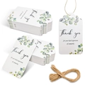 White watercolor eucalyptus thank you gift tags with jute twine for wedding and party favors - 23-White Eucalyptus Thank You