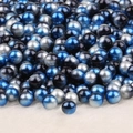 Lustrous round faux pearls in deep blue, black, and silver for DIY craft decoration - Silver Black Dark Blue