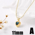 18k gold plated heart pendant necklace with blue evil eye zircon and beaded chain - Style A Heart 11mm