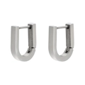 Close-up of geometric U-shaped silver stainless steel earrings with a brushed matte finish - Frosted U-Shape / Silver