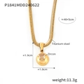 Titanium stalen ketting in 18k goud met geometrische hanger en zirkonia steen - Goud November Bleekgele Zirkonia (P1841)