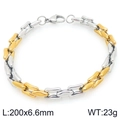 Pulsera de cadena bicolor de acero inoxidable en oro y plata para hombre y mujer - Estilo Bicolor de Moda (KB207200-Z)