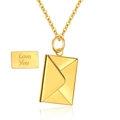 Gouden roestvrijstalen envelop ketting met 'Love You' gravure en spiegelreflectie - Goud met LOVE YOU