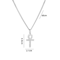 Silver Ankh cross pendant necklace with clear zircons, 60cm chain, 4.8cm height - Silver Ankh Cross (A773)