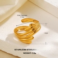 Irregular 18k gold plated stainless steel ring with layered wing texture and 1.7cm inner diameter - Three-dimensional Overlaid Wing Style (1074)