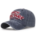 Washed navy blue cotton baseball cap with red New Locker 3D embroidery and vintage look - Adjustable / Navy Blue
