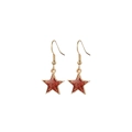 Fashionable gold star drop earrings with red glitter inlay and minimalist hook design - 75. Five-pointed Star Earrings