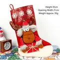 Large Christmas stocking with 3D reindeer doll featuring red plaid hat and sequins - Snowflake Style Reindeer Stocking