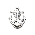 Silver anchor charm with rope detail for DIY jewelry making in polished finish - Mini Anchor Accessory (4172) / 1 Piece (13x17mm) / Antique Silver