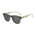 Classic oval sunglasses with cream white frames and black contrast trim in minimalist style - Off-White Frame Grey Lens