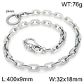 Punk style stainless steel wallet chain featuring a detailed skull clasp and link design - Beast Head Carving Style (40cm) (KK153-Z)