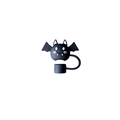 Cartoon black bat silicone straw cover cap for 10mm drinking straws in cute party style - Black Bat