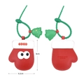 Christmas red glove keychain with green strap and cartoon eyes for bag accessories - Christmas Mittens
