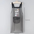 Waterproof grey apron with cute cartoon character and handy front pocket design - TPU Waterproof Apron-Keep Happy
