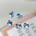 5 breloques d'ongles en cristal bleu avec base en alliage argenté pour manucure DIY - Bleu clair