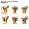 Set di 6 campanelle natalizie dorate con angelo, aghi di pino e fiocchi a strisce - 6 Pezzi/Confezione (Angelo Dorato)
