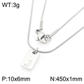 Gepolijste rechthoekige hanger ketting met gegraveerde letter J aan een dunne slangenketting - Zilveren Letter J (KN293410-Z)