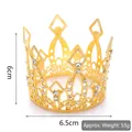 Golden alloy crown detail showing 6cm height and 6.5cm diameter with rhinestone accents - Elegant Kids Gold 01