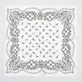 Bandana carré blanc élégant avec motifs paisley noirs classiques et texture soyeuse - 70*70cm / Blanc