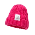 Women's chunky knit beanie in rose red featuring a folded cuff and woven label - Adjustable / Rose Red