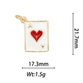 Detailed view of Ace of Hearts poker pendant in white enamel with gold dimensions - Heart A Poker Card (DZ-125)
