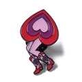 Cute enamel heart brooch with cartoon legs and red high-heeled boots in vibrant colors - Heart High Heel Legs