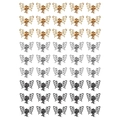 Pinzas para el pelo de mariposa en metal dorado, plateado y gris, juego de 45 piezas - Juego de 45 Piezas (15 Oro/15 Plata/15 Negro)