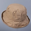 Sombrero de sol minimalista de algodón caqui con pliegues y ala cosida para mujer - Caqui / M (56-58cm)