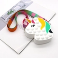 White unicorn silicone push pop crossbody bag for kids with rainbow shoulder strap - White