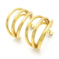 Modische vergoldete Edelstahl Triple Hoop C-Form Ohrringe für Damen im Set - Paralleler Dreiring Stil (Gold KE117070-LO)