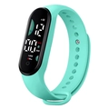 Mint green LED digital sports watch with soft silicone strap and fitness tracker display - Light Green