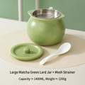 Set vasetto in ceramica verde matcha da 1400ml con coperchio, filtro e cucchiaio - 1400ml Verde Matcha (Con Filtro + Cucchiaio)