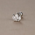 Silver crown tragus stud with marquise cubic zirconia and a ball back closure - Marquise Crown / Silver