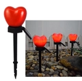 Solar powered heart-shaped garden lights with red lenses and black stakes for patio decor - Single Heart Red