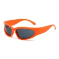 Sporty wraparound cat-eye sunglasses in bright orange frame with dark grey lenses - Orange Frame Grey Lens