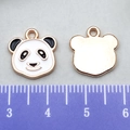 Cartoon panda head alloy charms with black and white enamel and golden plating - Playful Panda