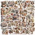 Patchwork style wild animal stickers for kids with lion and elephant textile patterns - Shabby Vintage Animals (SJS292) / 50 Sheets