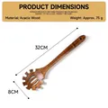 32cm acacia wood spaghetti server with natural grain and long handle for non-stick pans - New Style Pasta Server / 32*8cm