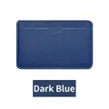 Slim dark blue PU leather card holder with lychee texture and U-shaped slot - 3 Slots Thick Style / Dark Blue
