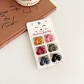Mini Morandi matte butterfly hair clips in a 6-color set including pink and navy - Mini Hair Clip Set (008#) / Set of 6
