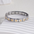Italian modular charm bracelet in stainless steel with elegant golden flower patterns - Five-petal Flower Gold Center (BD-37)