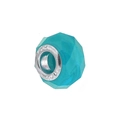 Teal faceted resin crystal large hole bead with S925 silver core for charm bracelets - Style 24 (Lake Blue)