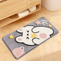 Absorbent grey bathroom rug with white rabbit design on wooden floor - Star-Picking Rabbit / Vanity Mat 40*80cm