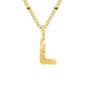 Gouden titanium stalen ketting met gestructureerde letter L hanger en kralenketting - Letter L (L-Goud)