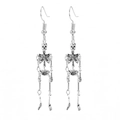 Silberne Totenkopf Skelett Ohrhänger im Punk-Stil mit beweglichen Gelenken für Halloween - Ganzkörper-Skeletthaken / Antiksilber