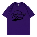 Dark purple cotton T-shirt featuring black Philadelphia Fathers Day Run lettering - Purple 318