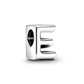 Silver alphabet letter E bead charm for personalized DIY jewelry bracelet design - Letter E