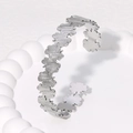 Elegante bracciale rigido aperto in acciaio inossidabile argento con motivo a foglie - Color Acciaio